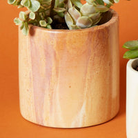 Kisii Stone Cylinder White Succulent Pot Set