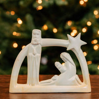 Kisii Stone Natural Holy Family Star Arch Frame with Holiday Trees