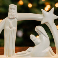 Kisii Stone Natural Holy Family Star Arch Frame with Holiday Trees