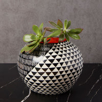 Kisii Soapstone Small Geometric Etched Succulent Pot