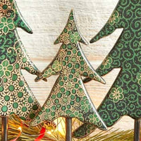Batik Wood Tabletop Holiday Trees Set
