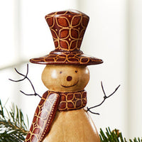 Batik Wood Holiday Snowman Figurine