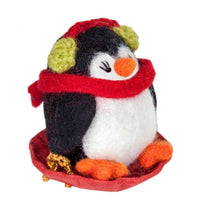 Felt Sledging Penguin Ornament