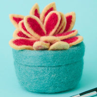 Felt Teal Pot Pink Cactus