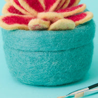 Felt Teal Pot Pink Cactus