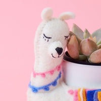 Felt Llama Ceramic Planter