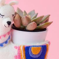 Felt Llama Ceramic Planter