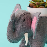 Felt Elephant Ceramic Planter