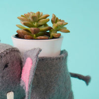 Felt Elephant Ceramic Planter