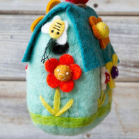 Felt Turquoise Bee Bird House