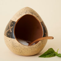 Cream Black Checker Terracotta Salt Cellar