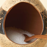 Cream Black Checker Terracotta Salt Cellar