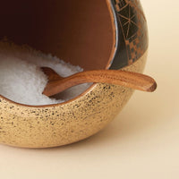 Cream Black Checker Terracotta Salt Cellar