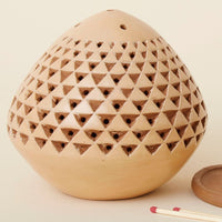 Cream Triangle Terracotta Tealight Incense Holder