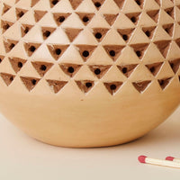 Cream Triangle Terracotta Tealight Incense Holder