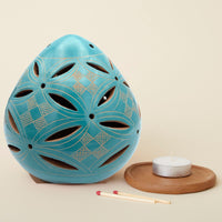 Turquoise Petal Terracotta Tealight Incense Holder