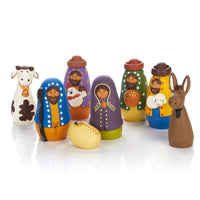 Cute & Colorful Ceramic Tabletop Nativity Set of 8