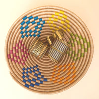 Medium Colorful Diamond Sisal Basket Bowl