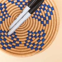 Mini Blue Sisal Jewelry Ring Dish Garlic Kitchen Woven Bowl