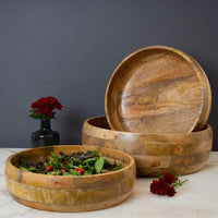 Large Wooden Salad Bowls for Party, Catering, Buffet, Wedding, Office, Restaurant, Serving, Mixing, Centerpiece, Fruits, Chips
