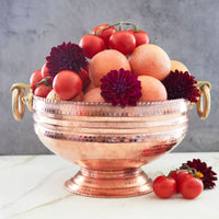 Jumbo Hammered Copper Footed Bowl Brass Handles