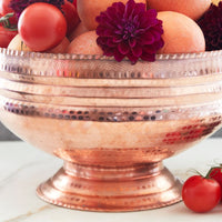 Jumbo Hammered Copper Footed Bowl Brass Handles
