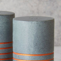 Copper Stripes Gray Stone Salt Pepper Shakers