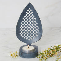 Lattice Gray Stone Leaf Tealight Holder