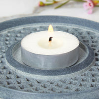 Lattice Gray Stone Circle Plate Tealight Holder