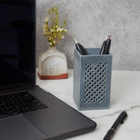 Lattice Gray Stone Pens Holder