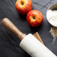 White Marble Rolling Pin with Wood Base