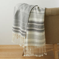 Black Stripes Wool Throw Blanket