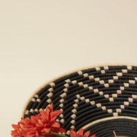 Extra Large Black Burst Raffia Woven Fruit Bread Bowl