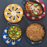 Trivets for Hot Dishes, Hot Pots and Pans, Thick Heat Resistant Large Coasters for Kitchen, Hot Pads, Kitchen Essentials, Kitchen Decor for Table & Countertop | Colorful Woven Trivets Set, 8", African