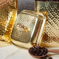 Pure Brass Hand Hammered Coffee Tea Square Canister Set of 3