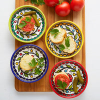 Ceramic Palestine Colorful Vine Appetizer Plates Bowls Set
