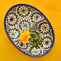 Ceramic Palestine Blue Floral Nut Bowls Set