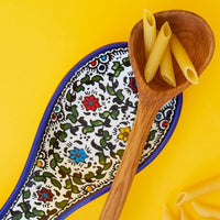 Ceramic Palestine Blue Floral Spoon Rest