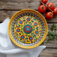 Ceramic Large Palestine Yellow Floral Round Dish