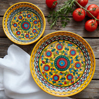 Ceramic Large Palestine Yellow Floral Round Dish