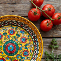 Ceramic Large Palestine Yellow Floral Round Dish