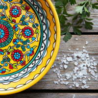 Ceramic Small Palestine Yellow Floral Round Dish