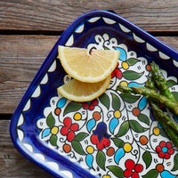 Ceramic Large Palestine Blue Floral Long Dish