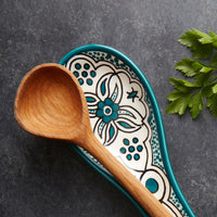 Ceramic Paletine Teal Black Spoon Rest