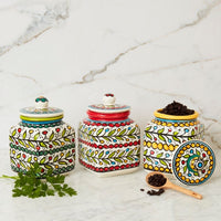 Ceramic Large Palestine Colorful Vine Canister Set