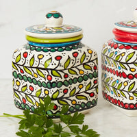 Ceramic Large Palestine Colorful Vine Canister Set