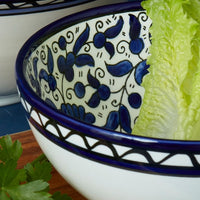 Ceramic Palestine Blue Floral Serving Deep Bowl Set