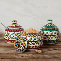 Ceramic Small Palestine Colorful Vine Canister Set