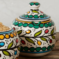 Ceramic Small Palestine Colorful Vine Canister Set
