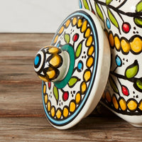 Ceramic Large Palestine Yellow Colorful Vine Canister